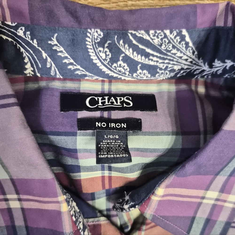 [LIKE NEW] CHAPS Blue and Purple Plaid Button Down Shirt Womens Large - Picture 2 of 10